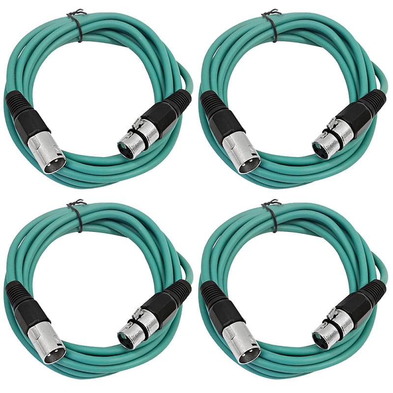 4 Pack of XLR Patch Cables 6 Foot Extension Cords Jumper - Green and Green image 1