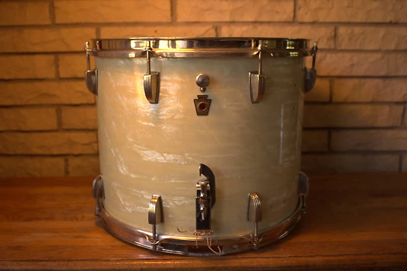 1958  WFL Marching/Parade Snare Drum in White Marine Pearl image 1