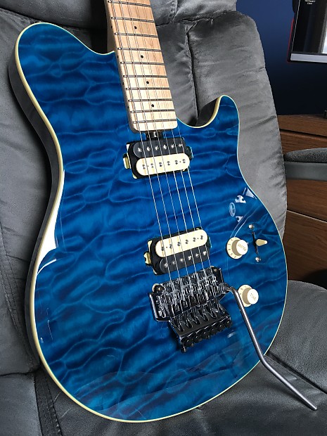 Sterling by Music Man S.U.B. AX4 2015 Light Blue Quilt w