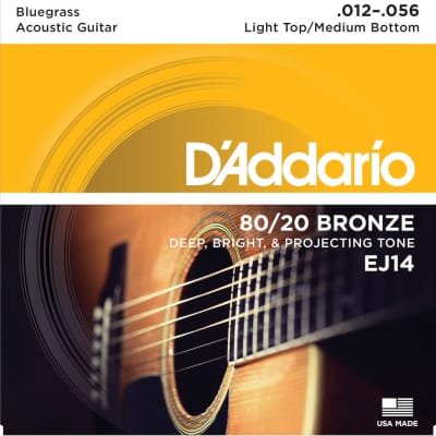 D'Addario EJ14 80/20 Bronze Acoustic Guitar Strings Light Top/Med Bottom 12-56 image 1