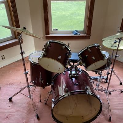 Ludwig Backbeat Red Wine Sparkle with Planet Z cymbals image 1