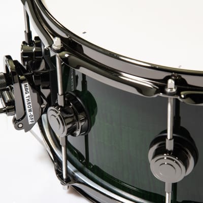 DW Collector's 6x14 Maple VLT Snare - Exotic Emerald over Curly Maple image 7