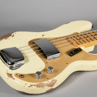Fender Custom Shop 58 Precision Bass Heavy Relic Maple Neck 2022 - Vintage White image 5