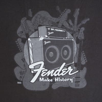 FENDER "Make History" graphic Guitar Amp T-Shirt - Dark Gray - Men's Large - NEW image 1