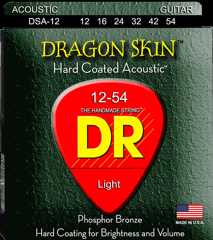 DR Strings Dragonskin Coated Medium Phosphor Bronze Acoustic Strings  12-54 image 1