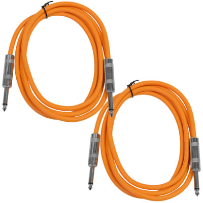 2 Pack of 6 Foot 1/4" TS Patch Cables 6' Extension Cords Jumper - Orange & Orange image 1