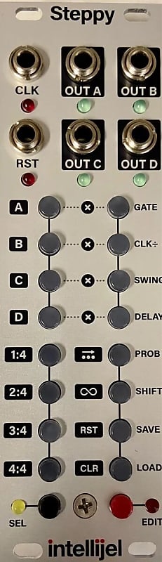 Intellijel Steppy 4-Track 64-Step Programmable Gate Sequencer. - Silver image 1