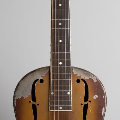 National  Triolian Resophonic Guitar (1931), ser. #1691W, black hard shell case. image 8