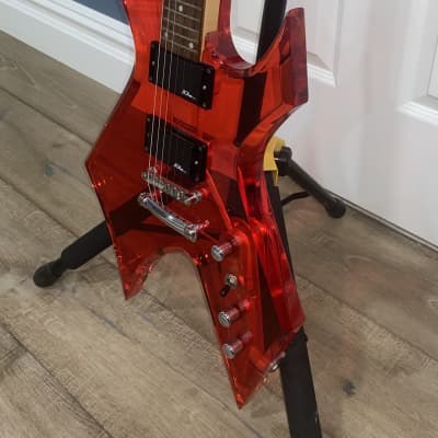 1999 BC Rich Ice Acrylic Warlock Guitar See Thru Red Lucite w OHSC image 2