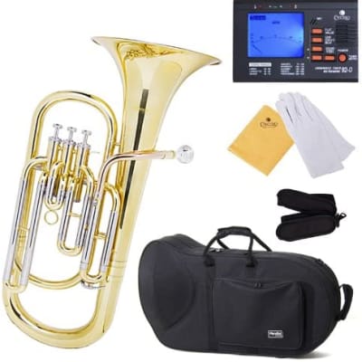 Mendini MBR-30 Intermediate Brass B Flat Baritone with Stainless Steel Pistons image 1