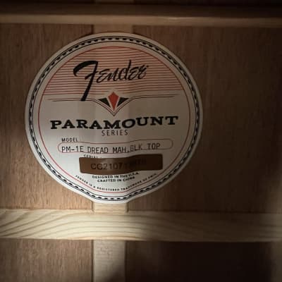Fender Paramount PM-1E Mahogany 2021 - 2022 - Black Top FREE WRANGLER DENIM STRAP image 7