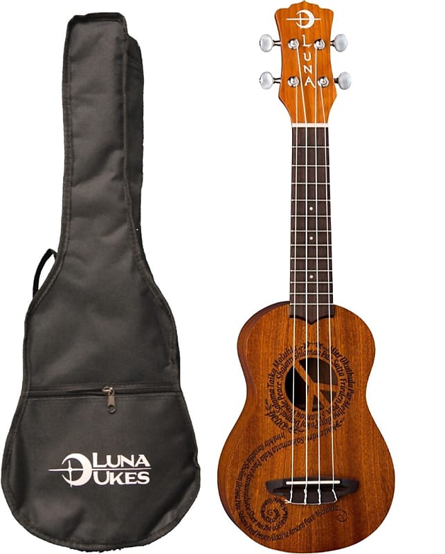 Luna Guitars Maluhia Peace Soprano Ukulele Satin Natural, UKE MALU S image 1