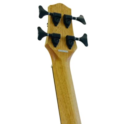 CNZ Audio Acoustic Electric Bass Ukulele - Zebra Wood Body, Tuners & EQ, Off-White Strings image 5