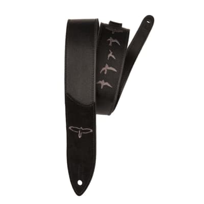 PRS Bird Design Premium Leather 2" Guitar Strap, BLACK, #ACC-3166 image 1
