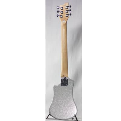 Hofner Shorty Limited Travel Guitar w/ Gigbag - Metallic Silver image 2