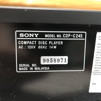 Sony CDP-C245 CD Changer 5 Compact Disc Player HiFi Stereo Vintage Carousel image 6