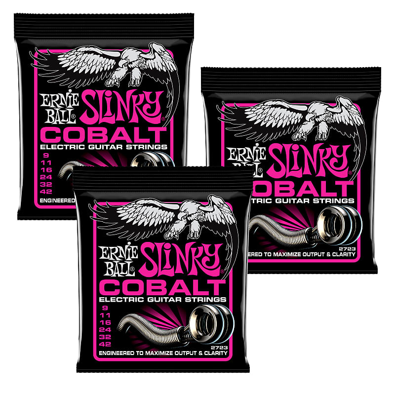 3 PACK Ernie Ball Cobalt P02723 Super Slinky Electric Guitar