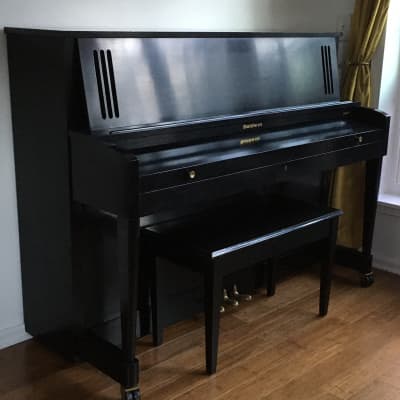 Vintage Made in USA Baldwin 243HP Ebony Black Lacquer Acoustic Upright Studio Piano + Original Bench Key image 3