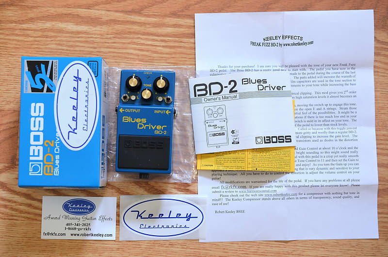 Boss BD-2 Blues Driver w/ Keeley Freak Fuzz Mod Blue | Reverb