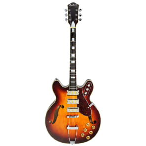 Airline Guitars H77 - Honeyburst - Vintage Reissue Semi Hollow Electric Guitar - NEW! image 5