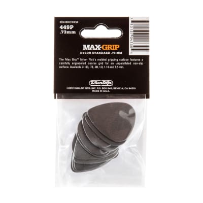 Dunlop .73 Gray Nylon Max Grip Standard Picks 12 Pack image 2