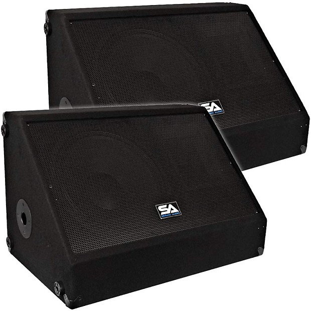 Seismic Audio SA-12MX Passive 1x12" Titanium Horn 250w Floor Monitor Wedge Speakers (Pair) image 1