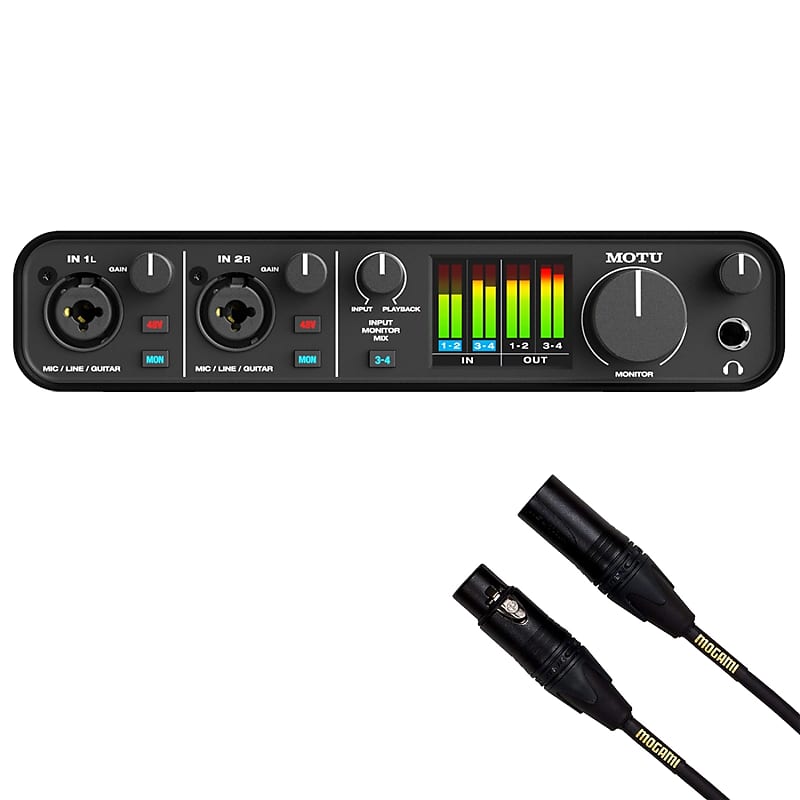 MOTU M4 192kHz 4-In / 4-Out USB-C Audio Interface w/ Mogami Gold Cable