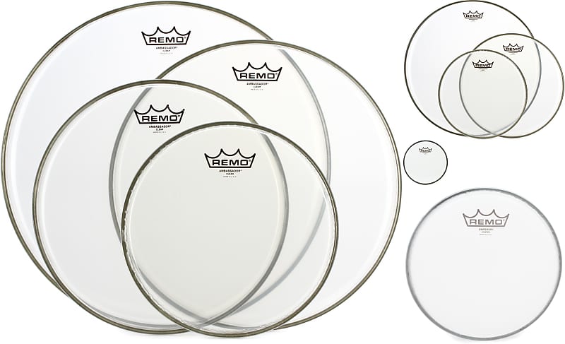 Remo Ambassador Clear 4-piece Tom Pack - 10/12/14/16 Inch | Reverb