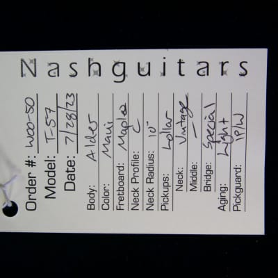 Nash Guitars T-57 Electric Guitar - Maui Blue -Maple FB- Lollar Pickups - Light Aging w/Nash Case (NEW) image 9