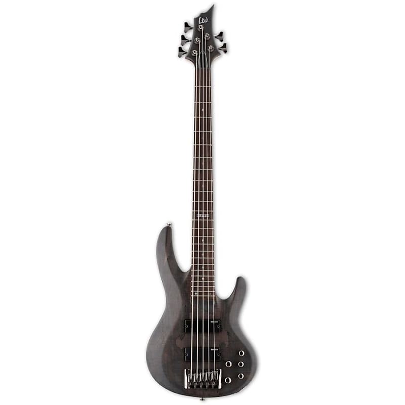 ESP LTD B-205SM 5 String Bass - Spalted Maple Top - See Thru Black Satin Bass Guitar image 1