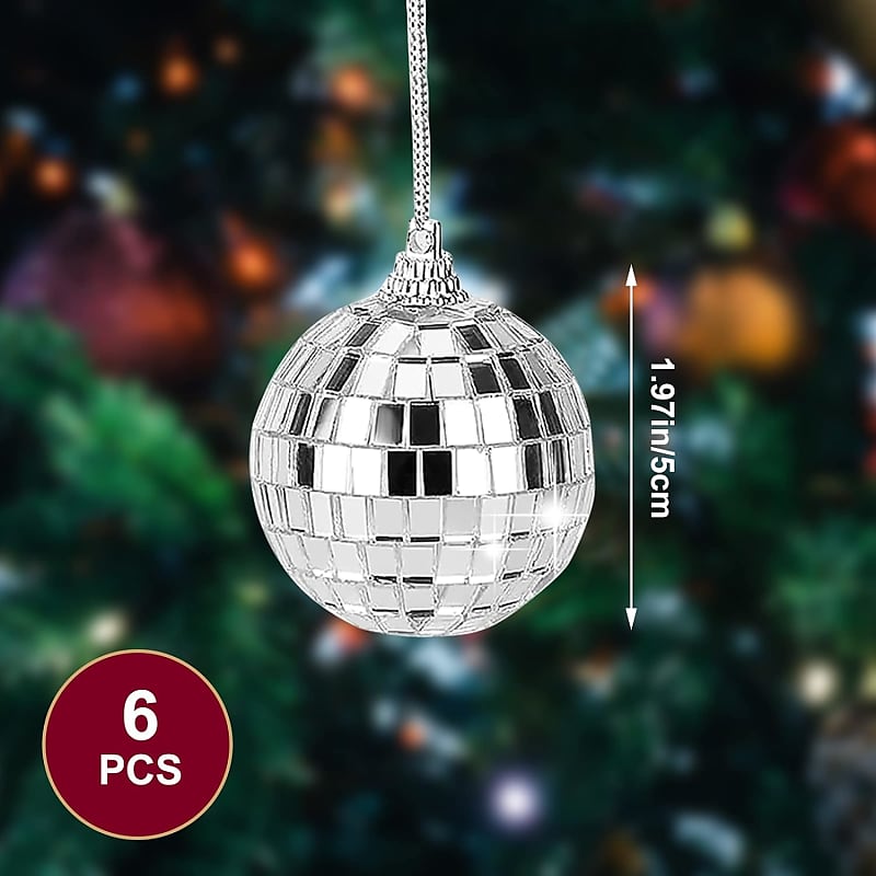 2 Hanging Disco Ball Mirror Ball Christmas Tree Ornament