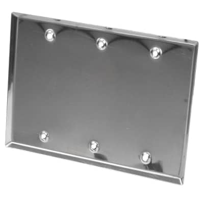 Seismic Audio Blank Stainless Steel 3 Gang Wall Plate - For Cable Installation image 2