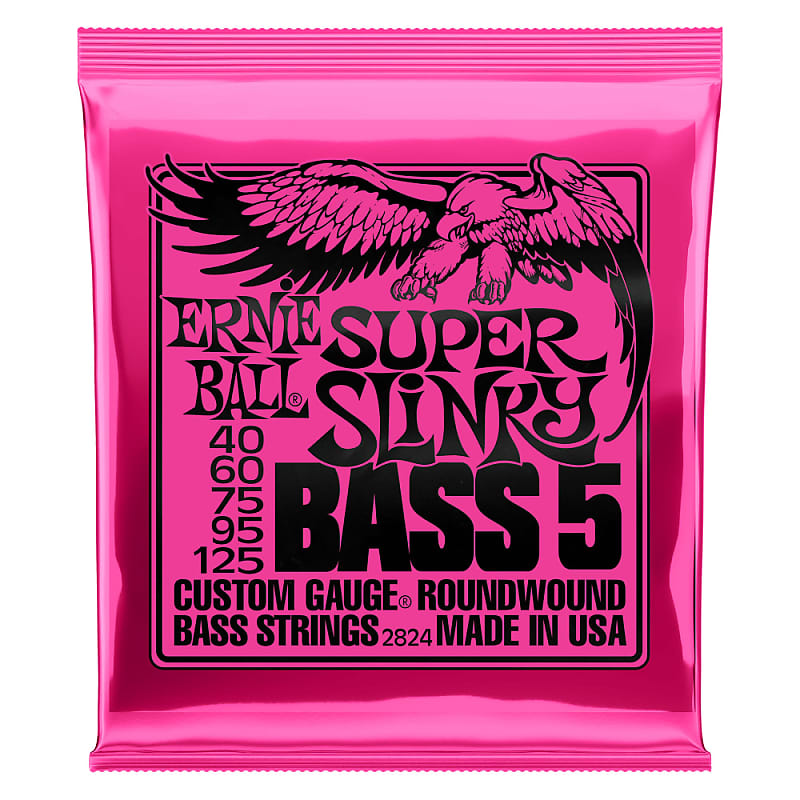 Ernie Ball 2824 Super Slinky 5-String Nickel Wound Electric Bass Guitar Strings 40-125 image 1