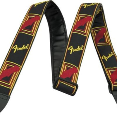 Fender 2" Guitar Strap, with Monogram, Black, Yellow & Red 099-0681-500 image 1