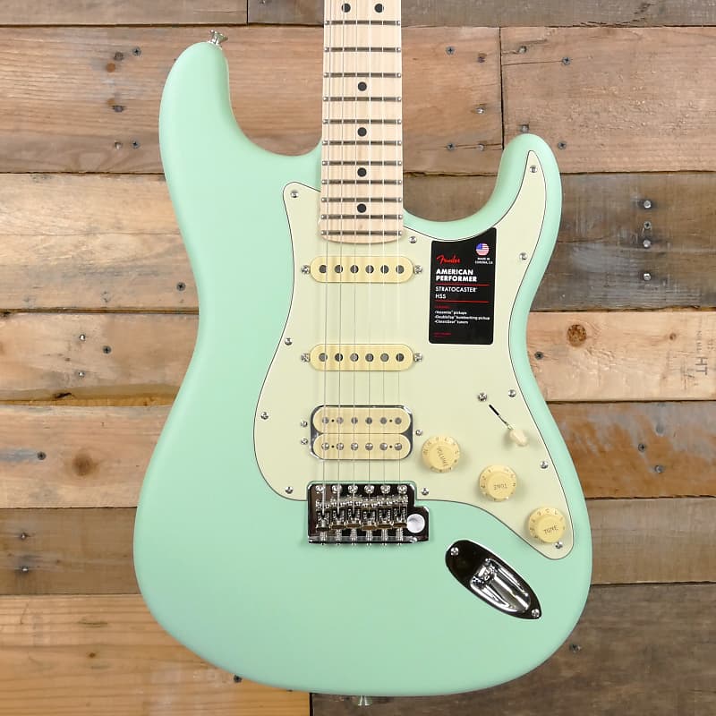 Fender American Performer Stratocaster HSS, Maple Fingerboard, Satin Surf Green - Weight: 8 pounds! image 1