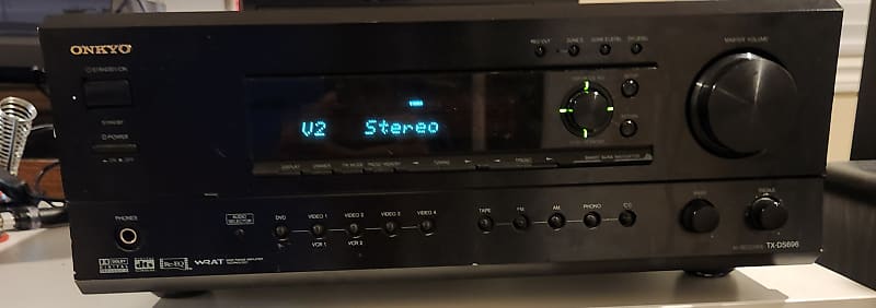 Onkyo Onkyo TX-DS696 A/V Receiver with Dolby Digital, DTS, and Pro Logic II 90s  - Black metal  			