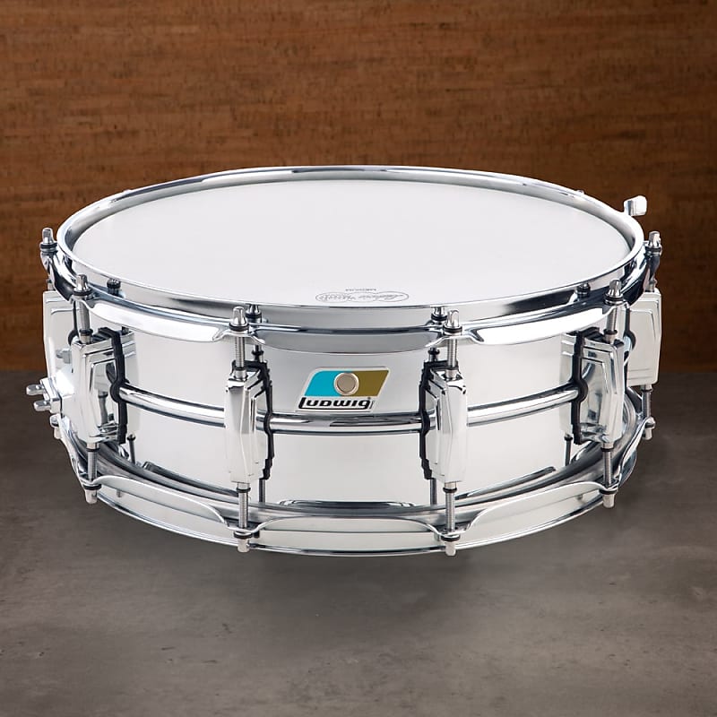 Ludwig 5x14 Inch Chrome Over Brass Snare Drum, Factory Reverb