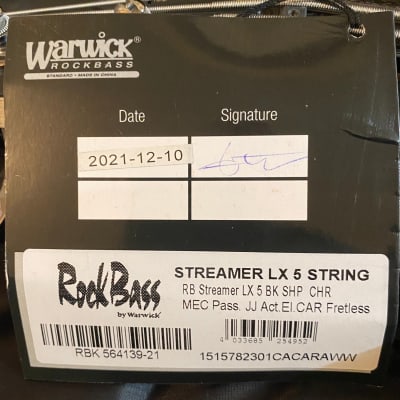 Warwick RockBass Streamer LX 5 String Fretless Black Electric Bass Guitar image 11