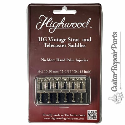 Highwood Contoured Vintage Strat Saddles HG 10,50 (2-1/16"52mm) - Nickel Gloss image 5
