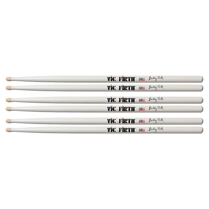 Vic Firth Buddy Rich Wood Tip Signature Drum Sticks (3 Pair Bundle) image 1