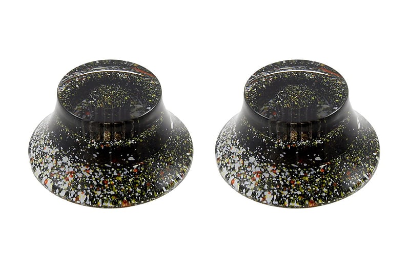 Vintage Style Guitar Bell Knobs (2) BLACK WITH PAINT Reverb