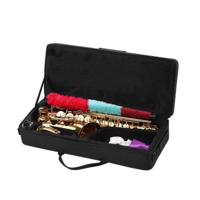 Golden Eb Alto Saxophone Sax Brass Body White Shell Keys Woodwind Instrument with Gig Bag Case image 7