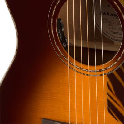 Fender PO-220E Paramount Electro-Acoustic Guitar, 3-Tone Vintage Sunburst image 9