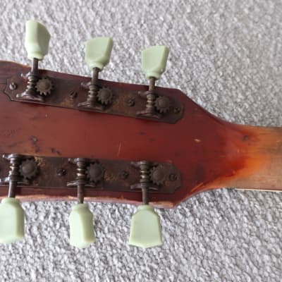 Vintage 1950 Kay Acoustic Guitar Redburst Fair Shape Worn Cracks Splits Beat Up Rare Waverly Tuners image 13