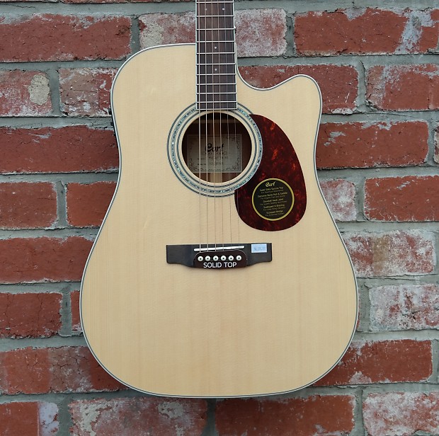 Cort MR710F NAT Solid Sitka Spruce/Mahogany Dreadnought Cutaway with Electronics Natural Glossy image 1