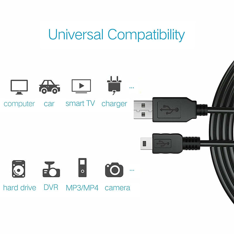 Replacement Mini-USB Power Cord for Dash Cams and other Devices