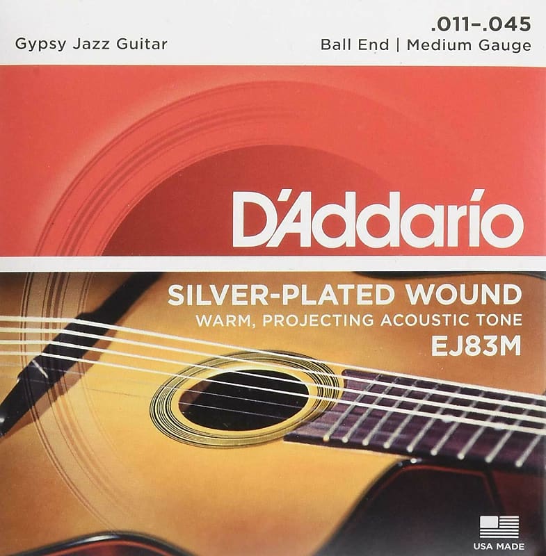 D'Addario EJ83M Gypsy Jazz Acoustic Guitar Strings Ball End Medium 11 - 45 image 1