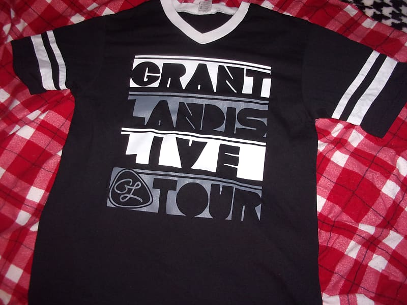 Grant Landis Live Tour Concert Shirt black with white stripe V neck adult Medium image 1