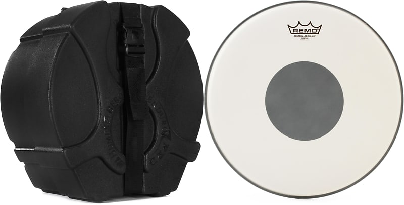Humes & Berg Enduro Pro Foam-lined Snare Drum Case - 6.5" x 14" - Black  Bundle with Remo Controlled Sound Coated Drumhead - 14 inch - with Black Dot image 1