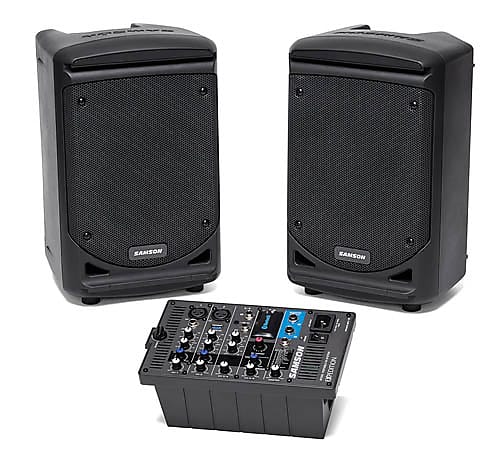 Samson Expedition XP300 300-Watt 6″ Portable PA Stereo 2-Way Monitors with Removable 6-Channel Mixer & Bluetooth image 1